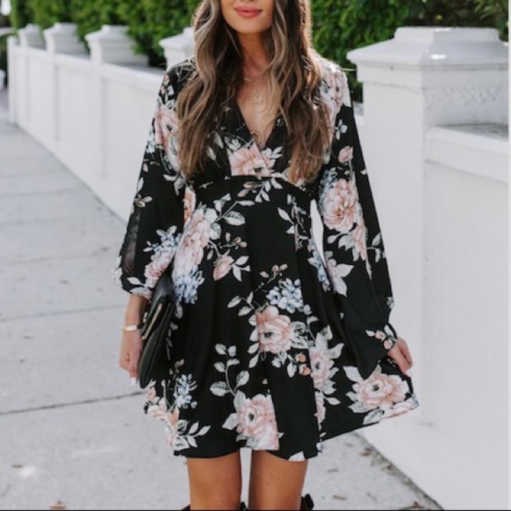 AAKAA FLORAL KIMONO MINI DRESS